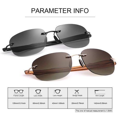 YIMI 2 Pairs Rimless Bifocal Reading Glasses UV Protection Sunglasses Blue Light Blocking Lightweight Sun Readers for Unisex Men Women Outdoor Driving Safety Eyeglasses Tinted Lens Shades Eyewear 2.5
