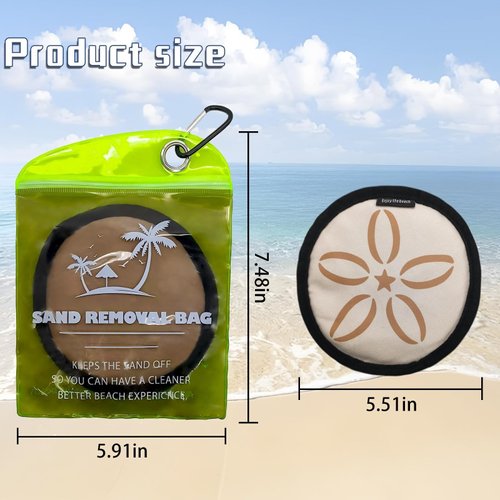 Chzisuyy Beach Essential Sand Removal Bag, Beach Cleaning Sand Gloves, Talc-free Beach Accessories, Essential, Reusable, Gift for Women (brown, large)