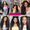 Kinky Straight Human Hair 3 Bundles Natural Black Yaki Straight Human Hair Extensions 100% Unprocessed Brazilian Virgin Remy Hair Grade 10A Kinky Straight Human Hair For Black Women（16 18 20 Inch)