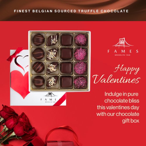 Chocolate Truffles Dessert Gift Box - Heart Chocolates for Gifting - Kosher, Dairy Free Assorted Treats - Great Valentine's Day Gift, Mother's Day, Birthday - Pack of 16 Hazelnut Truffle, Choco Crispy Crunch, Peanut Butter & Strawberry Swirl Filled