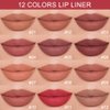 Modern Classic Lip Liner, 12 Colors Lip Liner Pigmented Vegan Matte, Lasting Finish Lip Liner, Luxurious Creamy Long Lasting Lip Liner, Prevents Feathering and Fading, (10)
