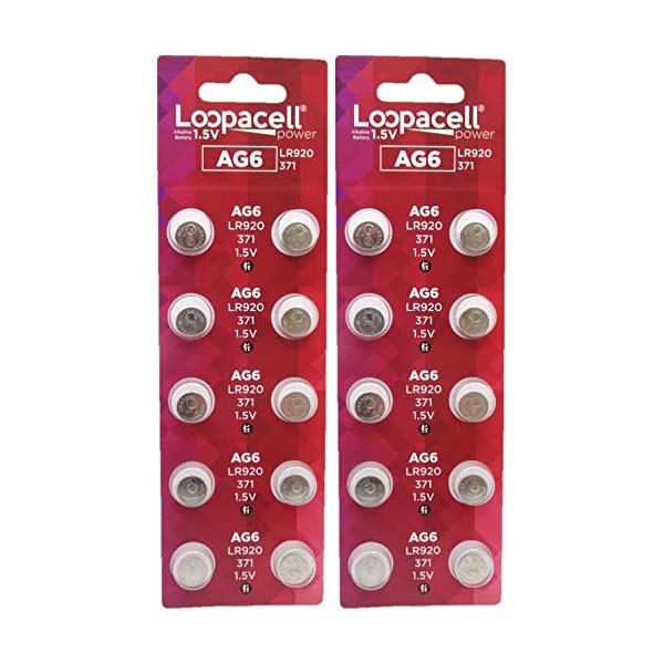 LOOPACELL AG6 LR920 371 370 D371 D370 LR920 LR921 LR69 Alkaline Button Cell Battery X 20