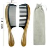 YunZh Wide Tooth Comb and Fine Tooth Combs,Sandalwood Buffalo Ox Horn Wooden Hair Comb for Women Men(2PCS)