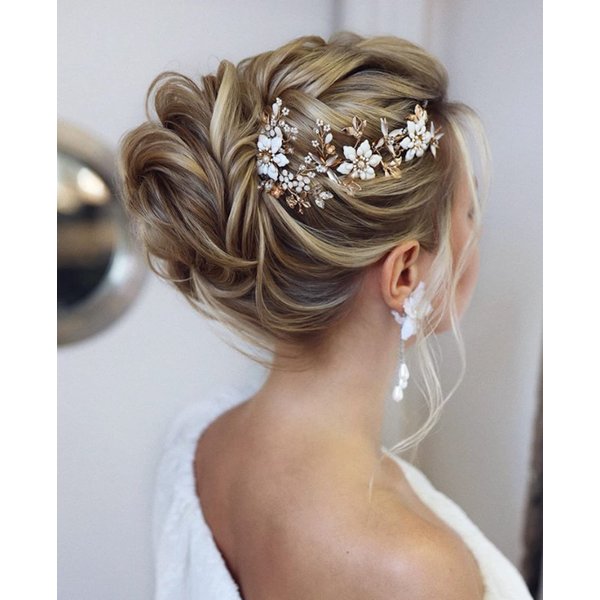 Achairder Wedding Hair Pins Bridal Rhinestone with Flower Bridal Hair Pieces Wedding Hair Accessories for Brides Bridesmaid