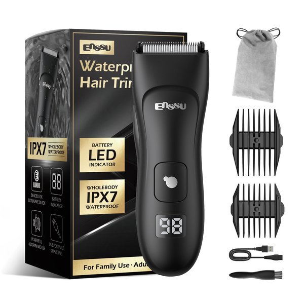 ENSSU Cordless Hair Clippers for Men, Hair Trimmer with Skin-Safe Ceramic Blade, Waterproof Beard Trimmer, Rechargeable Electric Razor Shaver for Men's Grooming