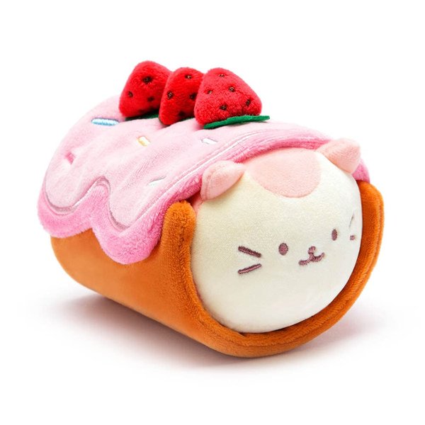 Anirollz Stuffed Animal Plush Toy - Official Roll Blanket Doll |Soft, Squishy, Warm, Cute, Comfort, Safe| Strawberry Roll Cake Pillow with Kitty - Birthday Decorations Gift 6" Kittiroll