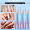 Shince Chance Nail Art Liner Brushes Set, 6Pcs Nail Art Design Brush Pen for Gel Polish Fine Drawing, Small Details Stripping Painting Nail Painting Pens, Acrylic Nail Art Design Tools, Blue