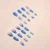 RikView Blue Press on Nails Long Fake Nails Almond Acrylic Nails Glossy Full Cover Nails 24 PCs/Set