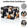 HEAKIERG Cats Card Deck Box Organizer, 100+ Sleeved Cards Deck Case For Trading Cards, Leather Magnetic Closure Commander Deck Box Holds Magnetic Card Storage Box Fits for MTG TCG CCG