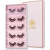DYSILK False Eyelashes Mink - Strip Lashes 5 Pairs 6D Faux Eyelash Wispy Lashes Cat Eye Fake Eyelashes Natural Look Fluffy Lash Reusable Lash Extension Kit | 004-16.7mm