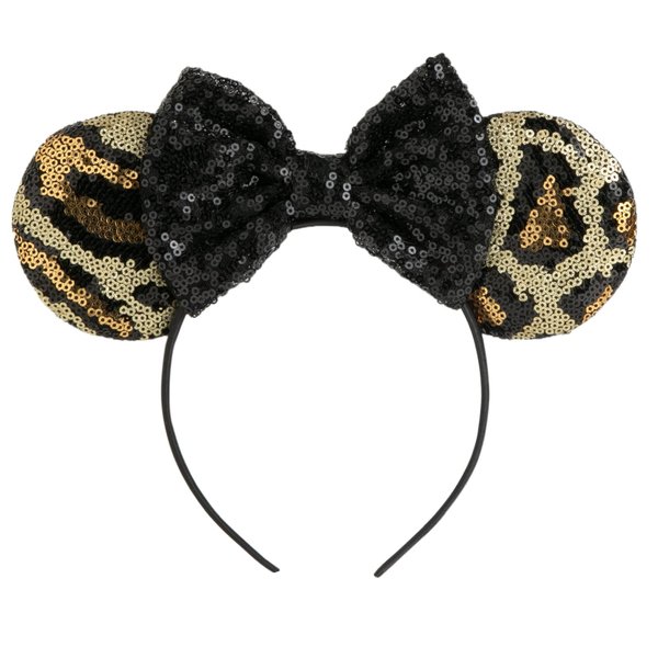 CHuangQi Mouse Ears Headband with Shiny Bow, Double-sided Sequins Glitter Hair Band, for Birthday Party Celebration & Event (XC31)