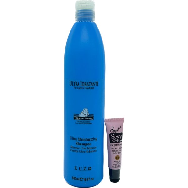 KUZ Ultra Moisturizing Shampoo with Milk Protein for Dehyfrated Hair 500ml/16.9 fl oz - Free Starry Lip gloss 10 ml