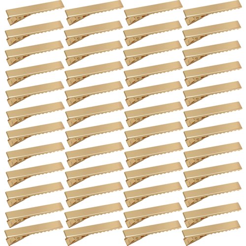 DeD 50 Pcs 4.5cm Gold Alligator Clips Metal Clips for DIY Hair Bows Accessories Alligator Clip(4.5CM-1.8inches)