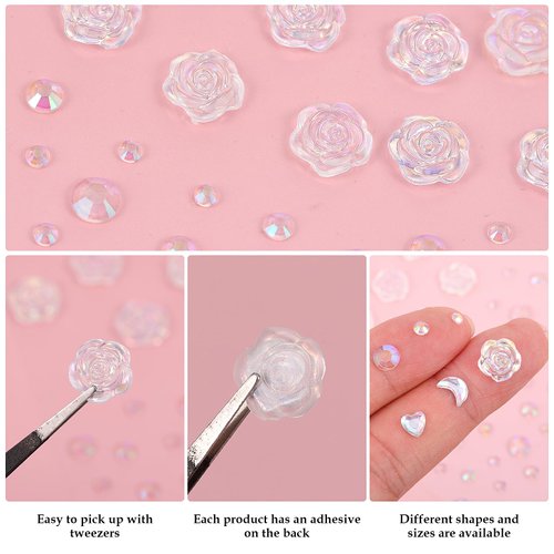 Andibro 5Sheets Self Adhesive Face Gems, Face Rhinestones Stickers Self Adhesive Rhinestone Gem Stickers for Face Nail Body Makeup Festival