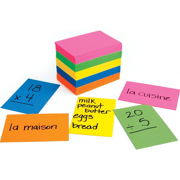 Hygloss Products Bright Blank Flash Cards - Great Study Tool - Multitude of Uses - 8 Each of 12 Assorted Colors + 4 White - 2” x 3” - 100 Cards