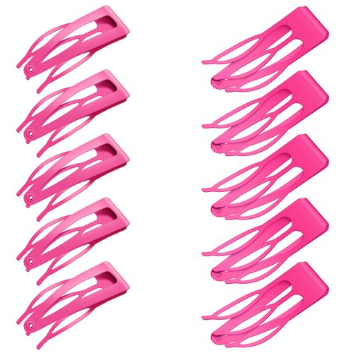 Chinco 24 Pieces Double Grip Hair Clips Metal Snap Hair Clips Women Hair Barrettes for Hair Making, Salon Supplies (Rose Red, 2 Inch)
