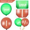 Skylety 60 Pieces 12inch Football Latex Balloons Sports Green Brown Field Football Themed Party Mini Decorations and 2 Gold Balloons Ribbon for Tailgate Game Day Gift Football Supplies Birthday Party