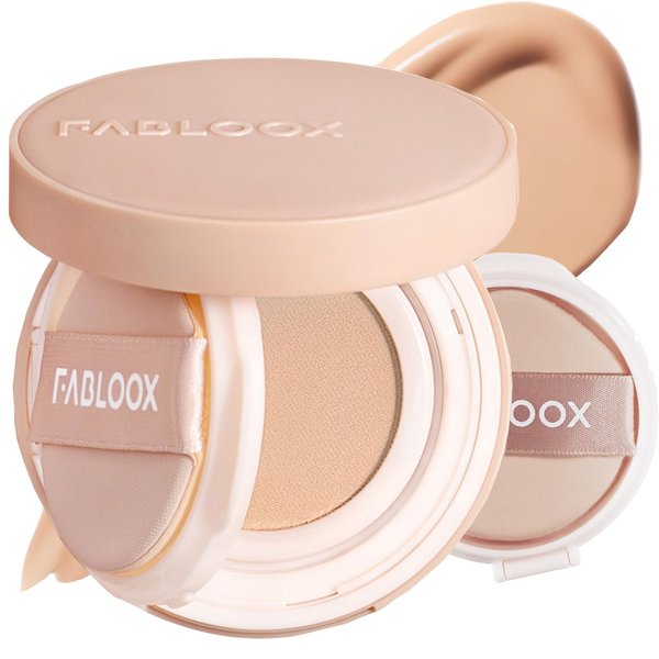 FABLOOX Cellglow Pro Lasting Cushion Foundation, Brighten Skin Skincare Foundation Cushion Natural Coverage Nourishing Makeup, Breathable and Lightweight Formula, Vegan, Almond, Refill Included