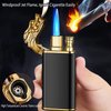Magic Dual Flame Dragon Lighter, Dragon Dual Fire Lighter, Creative Windproof Dragon Torch Lighter, Cool Dual Jet Flame Butane Lighter, Refillable Butane Lighter for Outdoor Indoor(Black)