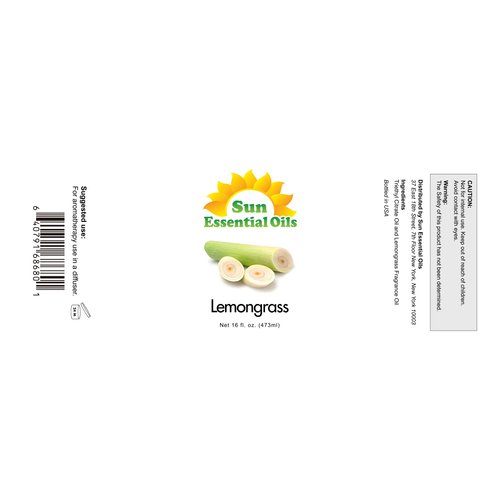 Sun Essential Oils - Lemongrass Essential Oil 16oz for Aromatherapy, Diffuser - Essential Oils for Diffusers for Home - Aromatherapy Oil Lemongrass - Lemon Grass Massage Oil