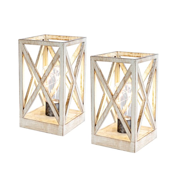 WINGBO 2 Pack Retro Battery Powered Table Lamps, Battery Operated Cordless Lamp Set, Portable Nightlight Decorative Light for Living Room Dining Room Bedroom Entryway Patio Backyard, White Finish