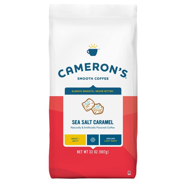 Cameron's Coffee Roasted Ground Coffee Bag, Flavored, Sea Salt Caramel, 32 Ounce, (Pack of 1)