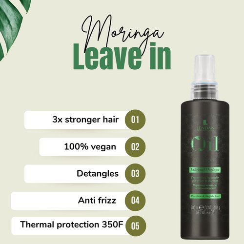 Moringa Oleifera Shampoo & LEAVE IN Conditioner Set - for Hair Growth, Repair & Shine - 6.6 oz - 100% vegan - includes mini mirror