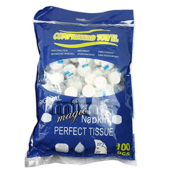 Compressed Towel, Baby Wipes Wet Wipes Travel Disposable Napkins Mini Magic Coin Tissues Portable for Camping Home Beauty Travel Sports Outdoor, 100 Count Expand to 8.7” x 7.9”