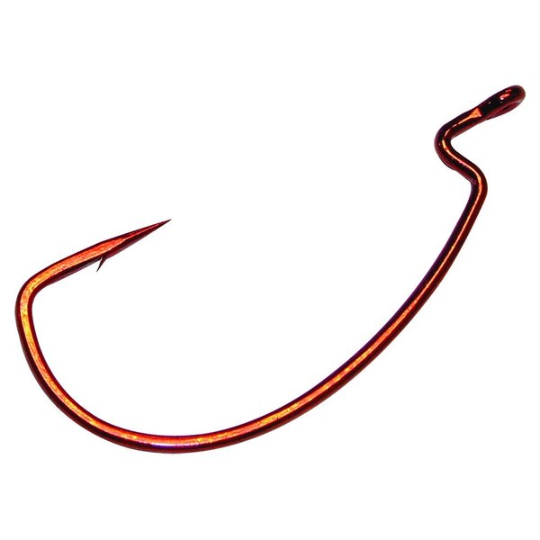 Gamakatsu 25 Pack EWG Offset Worm Hook(Red, 4)