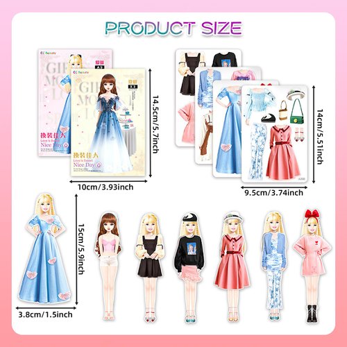 JHGCVX Magnetic Dress Up Paper Dolls for Girls Ages 4-7,Pretty Princess Game Paper Dolls Dress Up Toys,Creating Imaginative Birthday Gifts