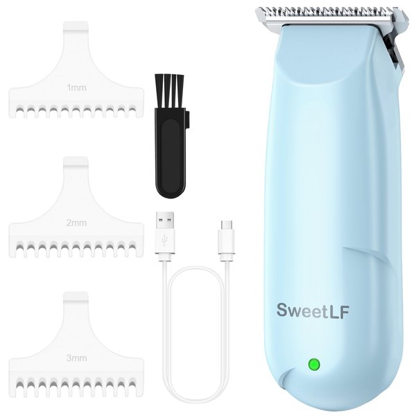 SweetLF Hair Trimmer, Mini Hair Clippers with 3 Guide Combs, USB Rechargeable Portable Hair Clippers for Men Women Baby Pet, Blue (Blue)