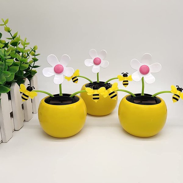 Apple Blossom Solar Dancing Flower Sunflower Toys,Solar Dancing Ornament,Car Swinging Dancing Toy Car Windowsill Decoration Honey Bee Swing Toys