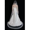 Bridal Wedding Mantilla Veil Ivory 1 Tier Long Cathedral Length With Lace Edge