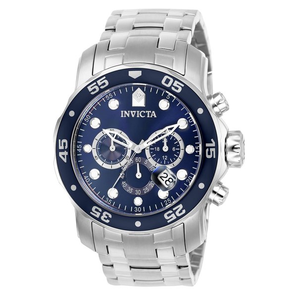Invicta Men's 0070 "Pro Diver Collection" Stainless Steel and Blue Dial Watch