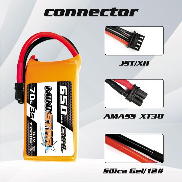 CNHL 650mAh 3s Lipo Battery 11.1v Lipo 70C with XT30U Plug RC Batteries for Mini Quad FPV Quadcopter Drone UAV RC JJPRO DJI Airplane, Drone FPV, Multi-Motor Hobby DIY Parts (2 Packs)