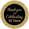 Careland 50th Birthday Stickers, Gold 1.75 Inch Round Circle Labels, 50 Reusable Decorations for Anniversary Party, Pack of 50