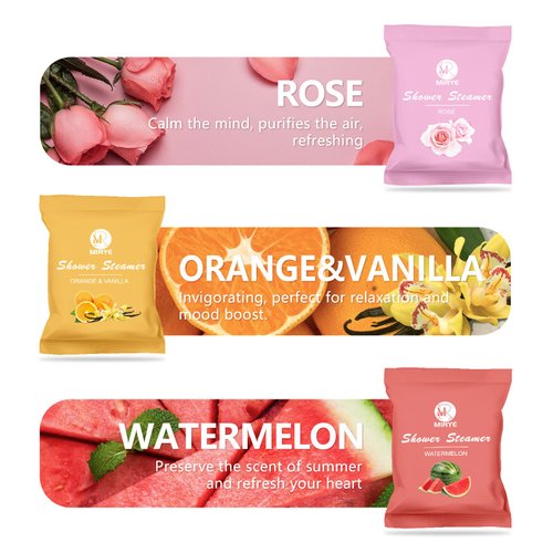 MR MIRYE Shower Steamers Aromatherapy for Women and Men, 24-Pack Organic Shower Bombs with Essential Oil, Rose, Watermelon, Tea Tree, Orange & Vanilla, Sea Salt, Lavender Mothers Day Gifts for her
