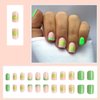 24 Pcs St. Patrick's Day Green Press on Nails Short Square RIICFDD French Fake Nails Glossy Light Green Full Cover False Nails with Cute Shamrock Designs Acrylic Nails for Women Nail Manicure