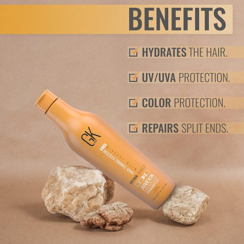 GK HAIR Global Keratin Colored Shield Shampoo (8.11 Fl Oz/240ml) - Deep Cleansing Moisturizing Heat Protection for Color Treated Dry Damaged Curly Frizzy HAIR - Sulfate Free