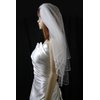 Bridal Veil Ivory 3 Tiers Fingertip Length Satin Cord Edge Scattered Rhinestones