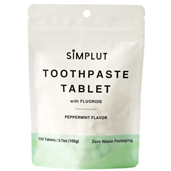 Chewable Toothpaste Tablets with Fluoride, 150 Pack - Travel Sized Oral Care, Eco Friendly Vegan Dental Tabs for Brushing - All Natural, SLS Free Ingredients for Adults - Peppermint Flavored