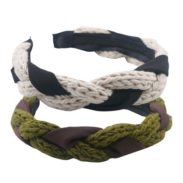 HUANMAYE Bohemia Women's Fashion Headbands Wide Weaving Shape Headband Black Non Slip Hair Band for Women's Hair Accessories Holiday Party Costume Decoration (White)