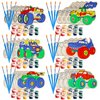 Monster Trucks Wood Painting Kits (24ct) - Perfect Goodie Bag Party Favors for Kids Birthday Party - Each has a Wood Craft, Paints, Brush & Sticker for Boys & Girls - Kids Multi-Item Party Favor Packs
