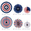 Risshine 4th/Fourth of July Patriotic Party Decorations Set- Red White/Silver Blue Star Streamers and 6Pcs Red White Blue Hanging Paper Fans for American Independence Day Party Decor Supplies