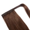 Remy Ponytail Extensions Hair Clip in 16 inches 65g Medium Brown Color Straight Drawstring Warp Around Human Ponytail Hair Piece for Women (16"-65g, Medium Brown #4)