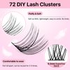 Miuffue Cluster Lashes Wispy 72 Pcs Individual Lashes Cluster DIY Eyelash Extensions Clusters Mink False Eyelashes Super Thin Band Eyelash Clusters (Diamond, C-8-16mix)