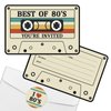 REWIDPARTY 80's Throwback Party Invitations with Envelopes & Stickers（Set of 15） 80's Cassette Tape Shaped Fill-in Invitations Best of 80's Invites Cards 80's Birthday Party Celebration Supplies