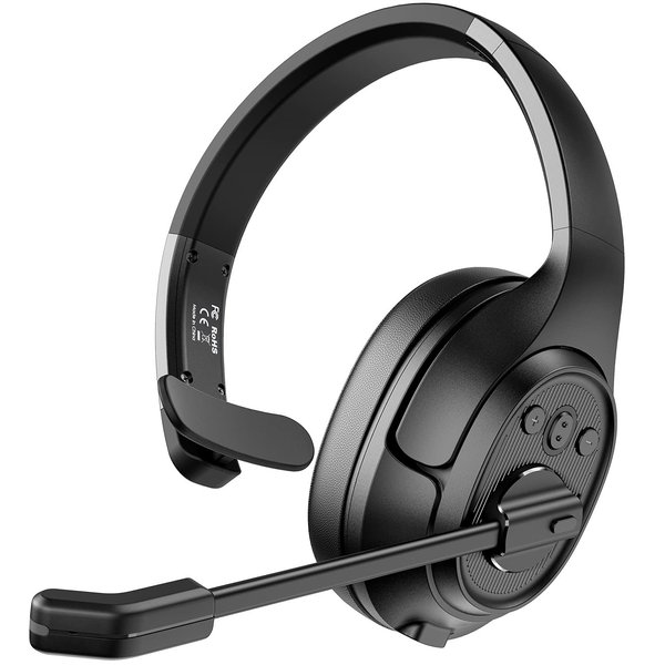 EKSA Noise Cancelling Trucker Bluetooth Headset with Microphone Wireless AI-Powered ENC Headphones, 99ft Long Range, 30H of Talk Time, All-Day Comfort On Ear Headsets Mute Button