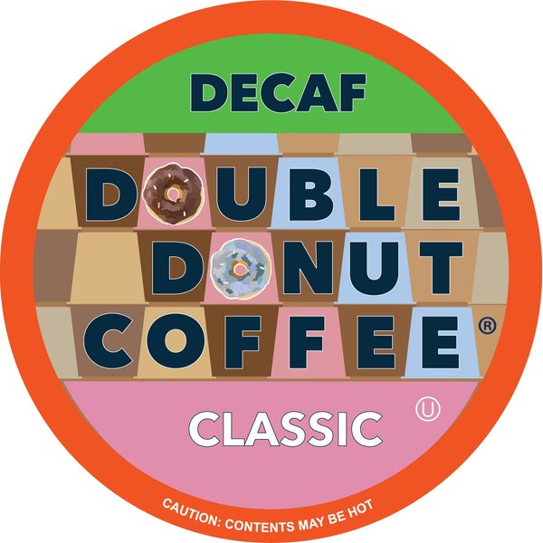 Double Donut Medium Roast Decaf Coffee Pods, Classic, for Keurig K-Cup Machines, 24 Single-Serve Capsules per Box