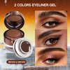 2Pcs Gel Eyeliner Eyebrow Powderfor Beginners,Waterproof Smudgeproof Long Lasting Makeup Eyeliner Gel with Brush Mirror,Kits with Step byStep Video Tutorials,Black and Brown (2PCS-Brown)